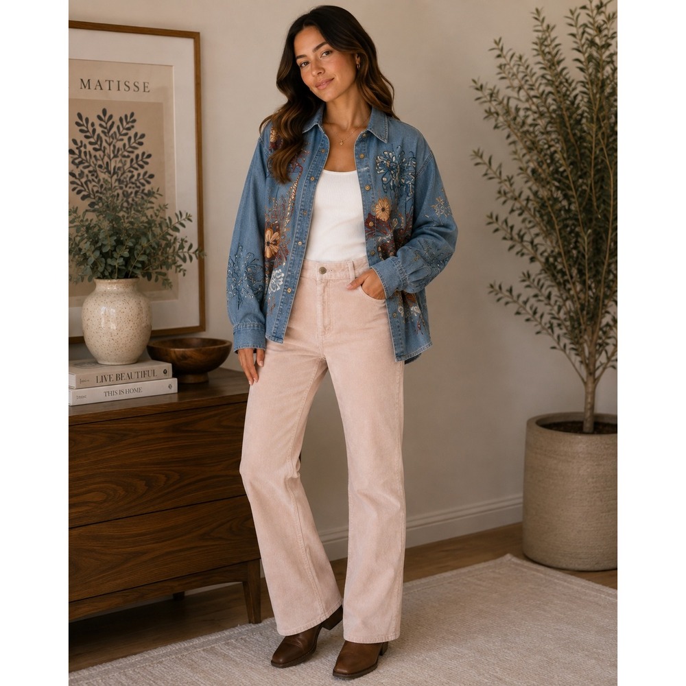 Chaps Corduroy Pants Women 12 Pink Straight Leg High Rise Preppy Soft Girl